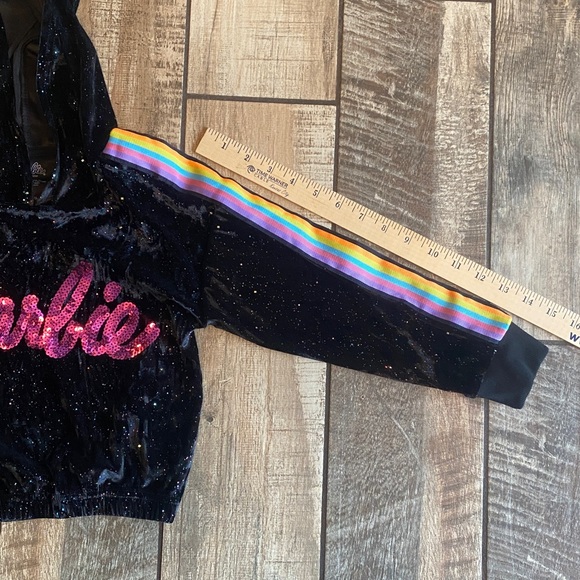 Barbie Black and Multicolor Velour Sequin/Sparkle hoodie/pants 2 piece set - Picture 7 of 15